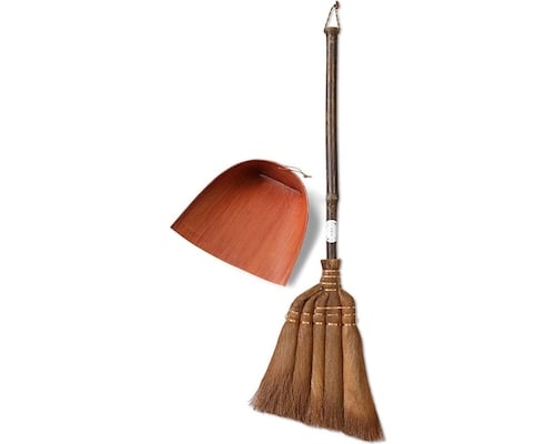 Traditional Japanese Shuro Windmill Palm Broom and Dustpan