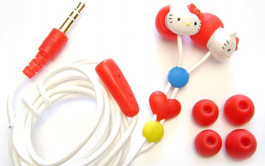 The Hello Kitty Stereo Earphones feature: