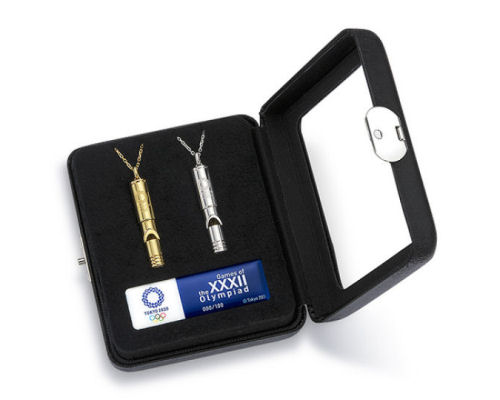 Tokyo 2020 Olympics Gold and Silver Whistle Limited Edition Pendant Set