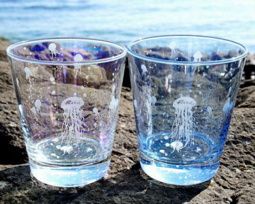 Jellyfish and Bubbles Glass