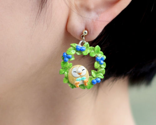 Pokemon Jewelry Rowlet Branch and Fruit Earrings