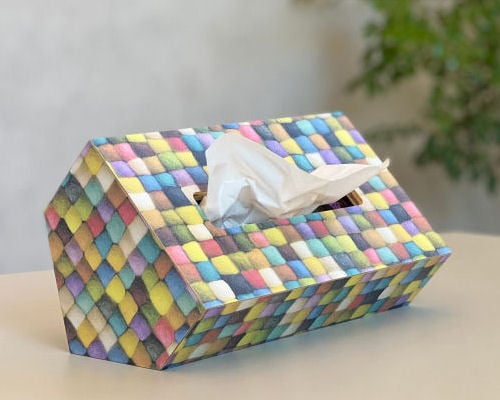 Mg Multicolored Tilted Tissue Box Holder