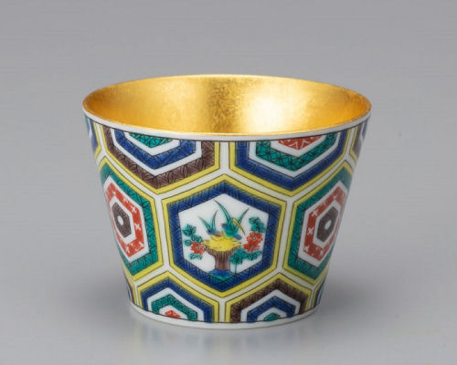 Hakuichi Kutani Porcelain Gold Leaf Ko-Kutani Cup