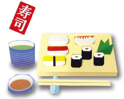 Designer Origami Sushi and Waribashi Chopsticks Set