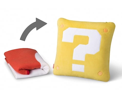 Mario Question Mark Block Cushion Super Mushroom Mini Blanket