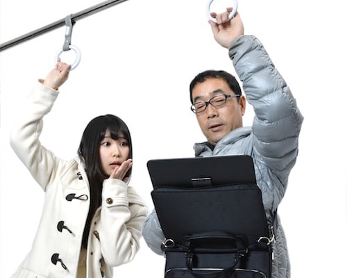 Hands-Free Tablet Holder for Standing Train Commuters