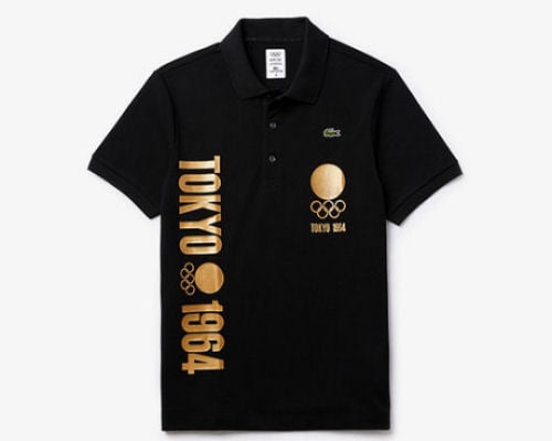 Tokyo 2020 Olympics Heritage Collection Men's Black Lacoste Polo Shirt