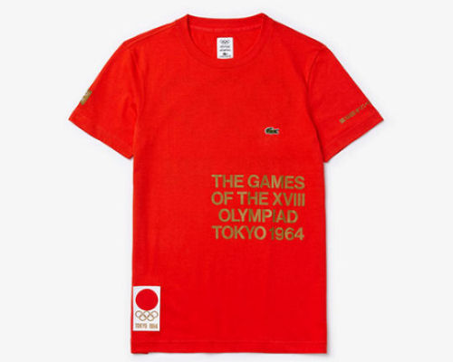 Tokyo 2020 Olympics Heritage Collection Men's Red Lacoste T-shirt