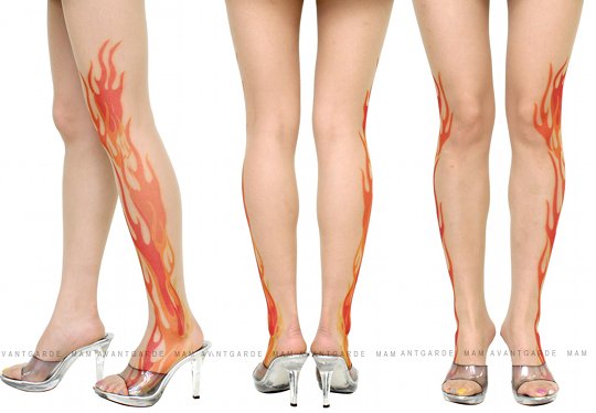 Burning Legs Flame Tattoo Stockings