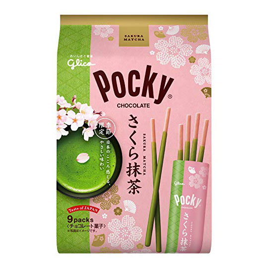 Glico Pocky Sakura Matcha (4 Pack of 9 Bags)