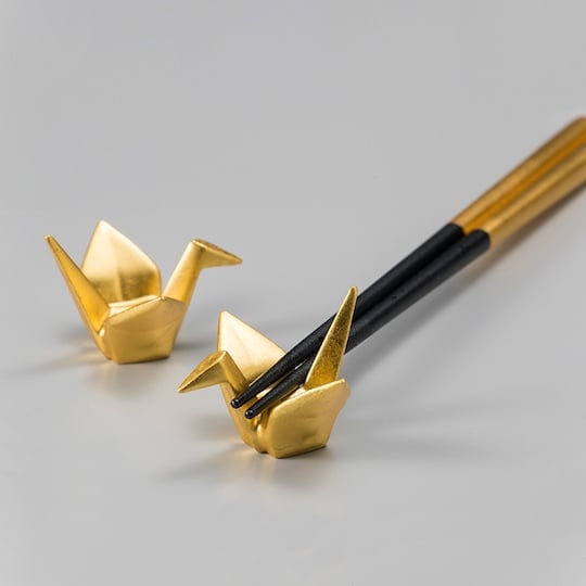 Gold Leaf Crane Chopstick Rests