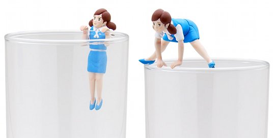 New Edge of the cup Coppu no Fuchiko 2 Blue 6 pcs set mini figure Gashapon Japan 
