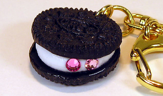 Rhinestone Oreo Cookie Keychain