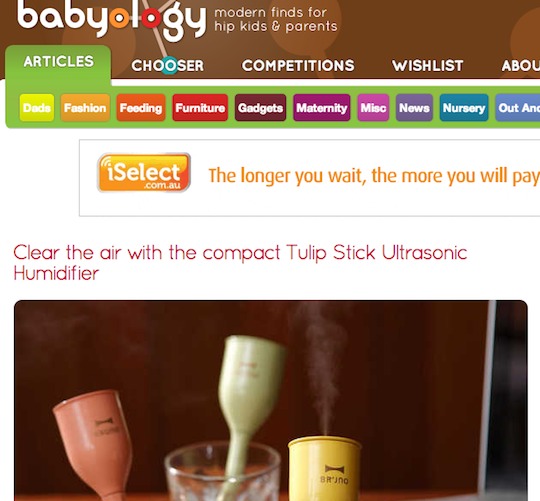 babyology tulip stick ultrasonic humdifier