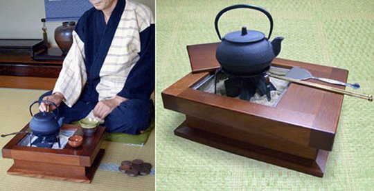 Irori Tetsubin Japanese Iron Tea Pot Set - Traditional Banshu Soroban sunken hearth table - Japan Trend Shop