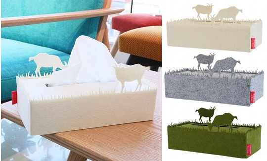 Musha Musha Tissue Case - Goats designer felt cloth Kleenex box - Japan Trend Shop