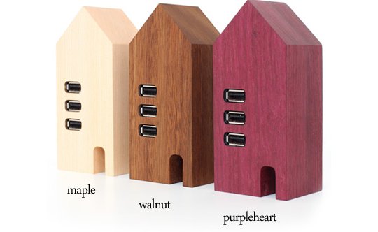 Hacoa Wooden USB Hub House - Natural wood desktop accessory - Japan Trend Shop
