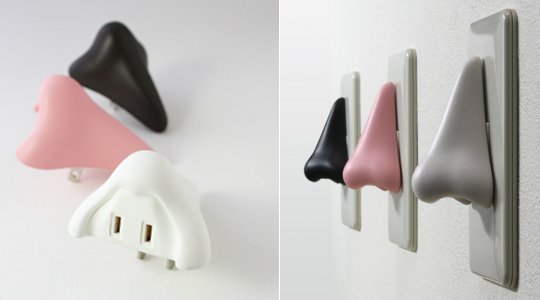 Hanaga Tap Nose Outlet - Designer electrical plug accessory in shape of nose, nostrils - Japan Trend Shop