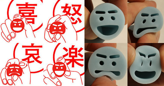 3 Pack Face Stamp emotional rubber stamp -  - Japan Trend Shop