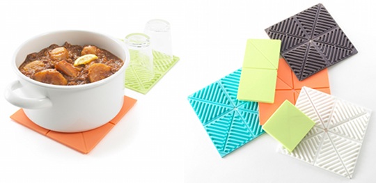 Orishiki Fold-up Silicone Kitchen Mat Set - Origami design foldable pads - Japan Trend Shop