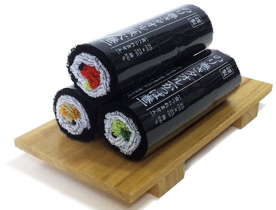 Norimaki Sushi Roll Towel Gift Set - Raw fish rice roll design - Japan Trend Shop
