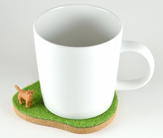 Shibaful Island Coaster with Animals - Sheep, dog, pig park grass lawn cup mat - Japan Trend Shop