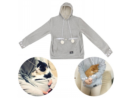 Mewgaroo Hoodie Pet Pouch Sweatshirt Large Size (no ears) - Cat, dog cuddle pocket clothing - Japan Trend Shop