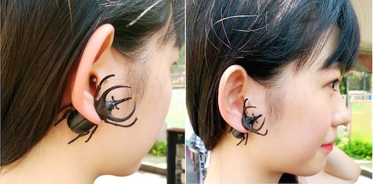 Japanese Rhinoceros Beetle Earring - Kabutomushi insect fashion accessory - Japan Trend Shop