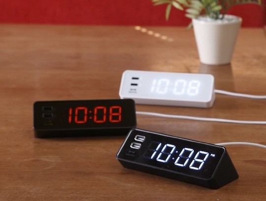 Bruno LED USB Alarm Clock - Minimal design with charging ports - Japan Trend Shop