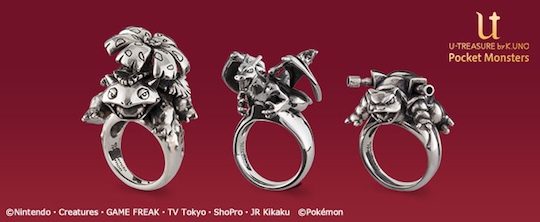 Silver Pokemon Rings Venusaur, Charizard, Blastoise - Video game anime character jewelry - Japan Trend Shop