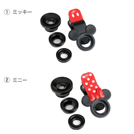 Disney Mickey Mouse, Minnie Mouse Phone Camera Lens Clip - Fisheye, close-up, wide-angle lens accessory - Japan Trend Shop