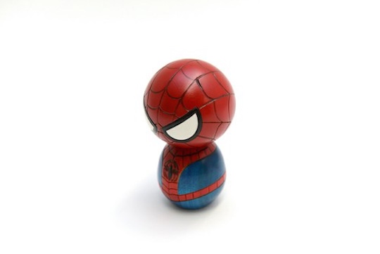 Usaburo Kokeshi Spiderman - Handmade wooden crafted doll based on Marvel character - Japan Trend Shop