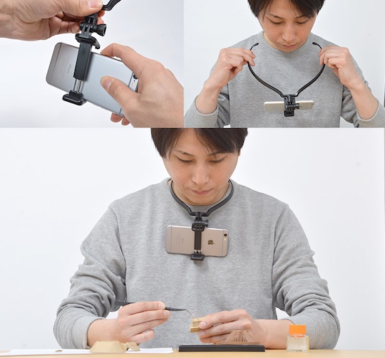 Smaneck Smartphone Hands-free Neck Holder - Necklace-style hanging phone mount by Thanko - Japan Trend Shop