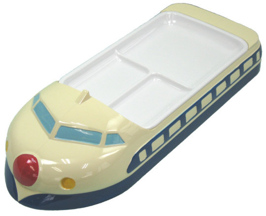 Blue Shinkansen Children's Lunch Tray - Vintage bullet train-shaped food tray - Japan Trend Shop