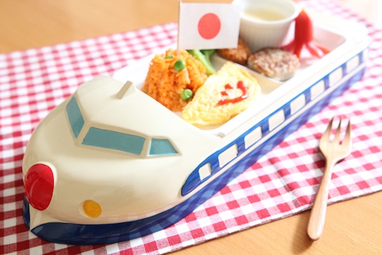 Blue Shinkansen Children's Lunch Tray - Vintage bullet train-shaped food tray - Japan Trend Shop