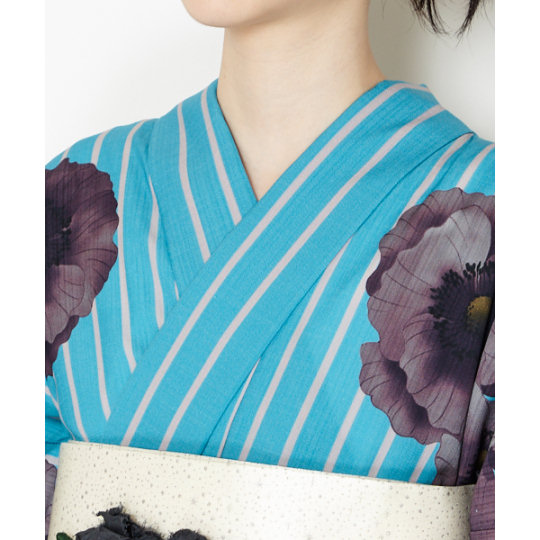 Retro Modern Anemone Yukata - Flower, stripes pattern light kimono - Japan Trend Shop