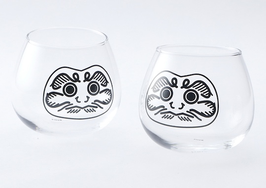 Daruma Glass (Set of Two) - Drinking glass with traditional Japanese symbol - Japan Trend Shop