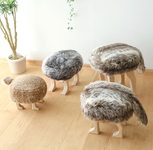 Animal Stool with Tail - Wild animal fur design seat - Japan Trend Shop