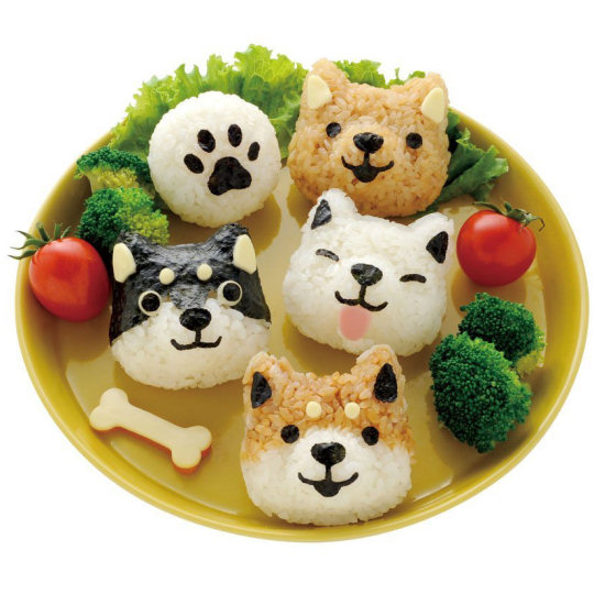 Dog Faces Bento Lunchbox Art Set - Shape riceballs as Japanese dogs - Japan Trend Shop