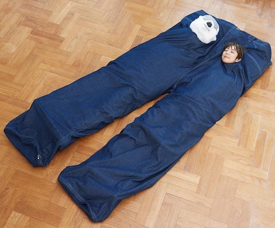 Super Big Wrapped in Warmth Happy Furry Jeans Sleeping Bag - Giant pair of jeans design - Japan Trend Shop