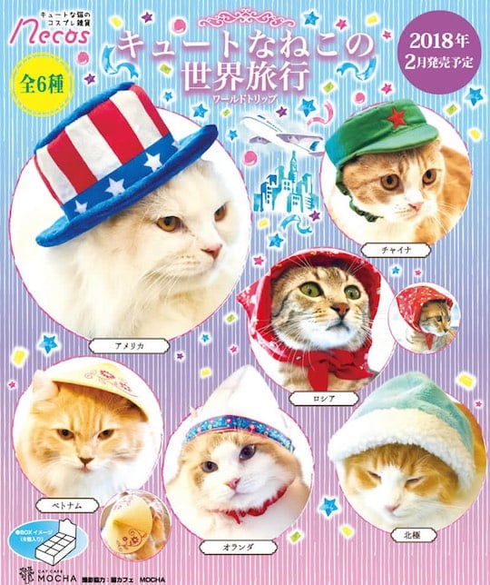 Necos Cat Hats World Traveler (8 Pack) - Pet headwear from around the world - Japan Trend Shop