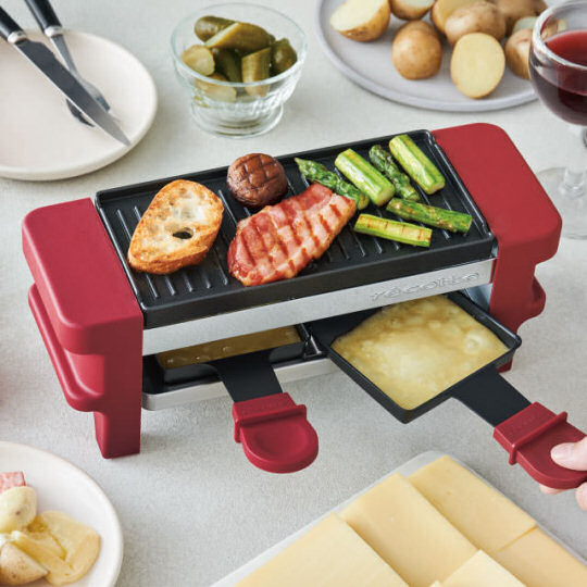 Combined Raclette Melter and Fondue Maker - Mini BBQ and cheese melting set - Japan Trend Shop