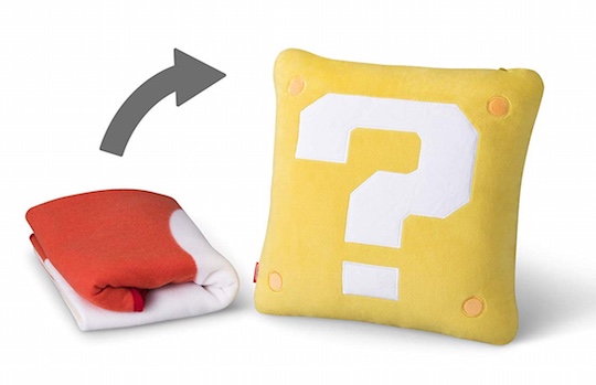Mario Question Mark Block Cushion Super Mushroom Mini Blanket - Nintendo video game design - Japan Trend Shop