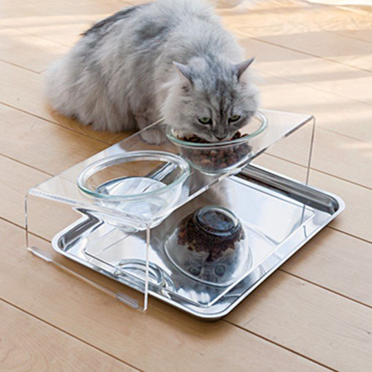 Acrylic Pet Food Table - Stylish feeder for small cats, dogs - Japan Trend Shop
