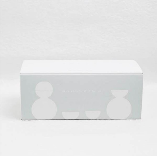 Ceramic Japanese Sake Bottle Cup Set Snowman Gold Scarf Design - Handmade designer drinkware set - Japan Trend Shop
