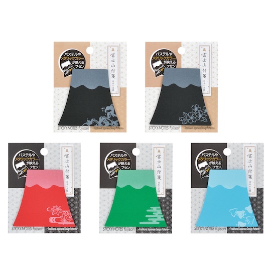 Mount Fuji Sticky Notes (Pack of 5 Designs) - Japanese mountain with traditional patterns - Japan Trend Shop