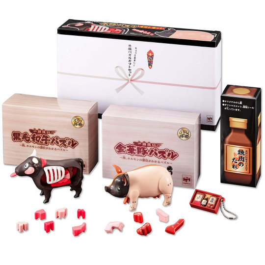 Pig and Cow 3D Dissection Puzzle Deluxe Pack - Animal assembly toy in traditional gift set design - Japan Trend Shop