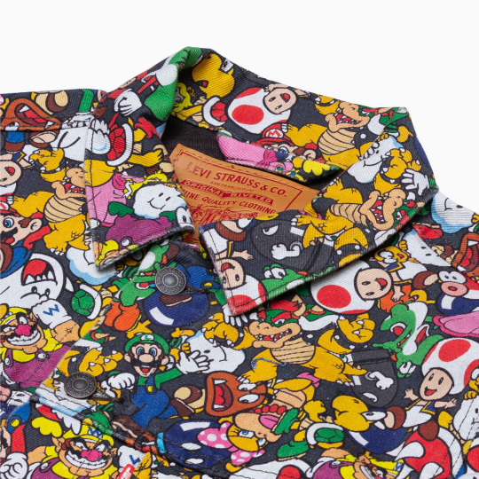 Levi's X Super Mario Vintage Fit Trucker Jacket SM Collage - Nintendo game character design denim jacket - Japan Trend Shop