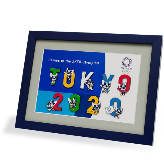 Tokyo 2020 Olympics Mascot Pin Badge Set - Framed collection of official Tokyo Olympic Games pins - Japan Trend Shop