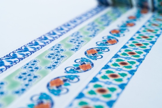 Nabeshima Ware Design Masking Tape (4 Pack) - Traditional pottery pattern decorative tape - Japan Trend Shop